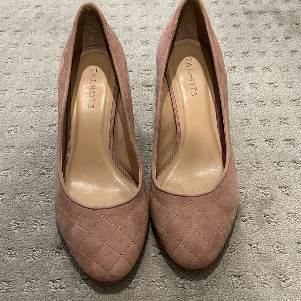 Talbots Quilted Suede Pumps in Dusty Rose